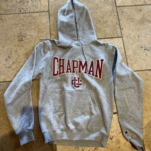 Champion Chapman Hoodie Gray Unisex XS College EUC Tackle Twill Embroidered